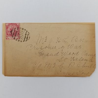 Boer War POW fronts stuck back to back one side from Franschoek to AS Naude, POW, Deadwood rubber stamp (rarely seen) - Posted 22 Sept 1901 other side from Cape of Good Hope to JHC Bosman, POW