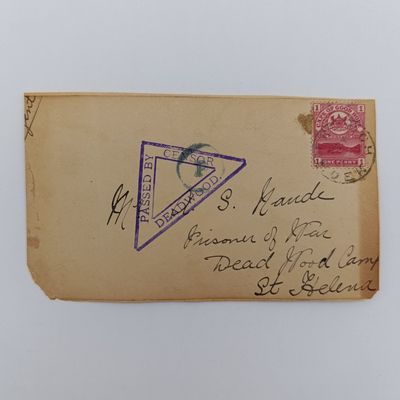 Boer War POW fronts stuck back to back one side from Franschhoek to AS Naude, POW, Deadwood censor rubber stamp (rarely seen) - Posted 22 Sept 1901 other side from Cape of Good Hope to JHC Bosman, POW
