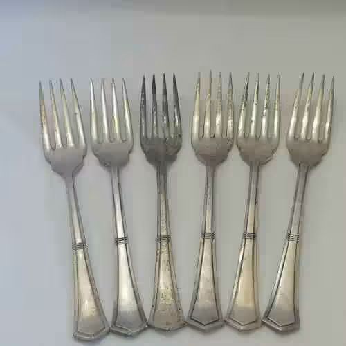Set of 6 Vintage Angora silverplated EPNS forks