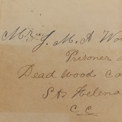 Boer War POW fronts stuck back to back one side ZAR (Pretoria) to HW Albert JR, Deadwood Camp, St Helena with triangular Pretoria censor mark posted Potchefstroom 5 June 1901 to JMA Wolmarans POW, Dea