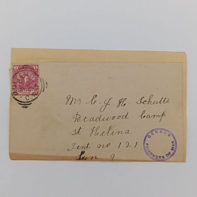 Boer War POW fronts stuck back to back one side from Swellendam, GGH 25 May 1900 to FIdjt J Spiller