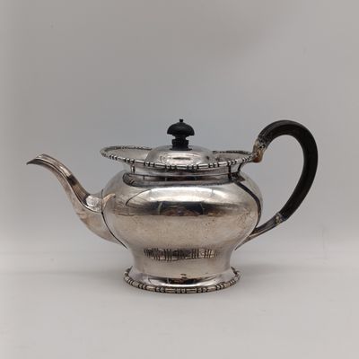 Antique Silverplated tea set - tea pot, milk jug and sugar bowl - handle repaired