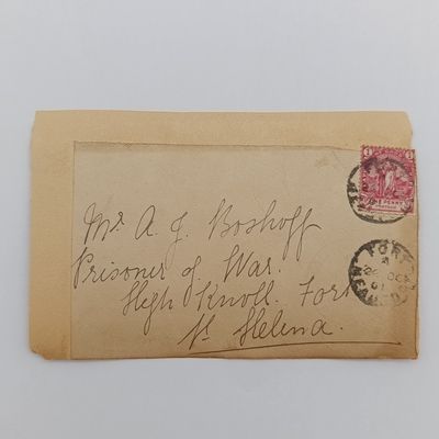 Boer War POW fronts stuck back to back one side posted Sutherland 7 July 1902 to Jan Klonk?