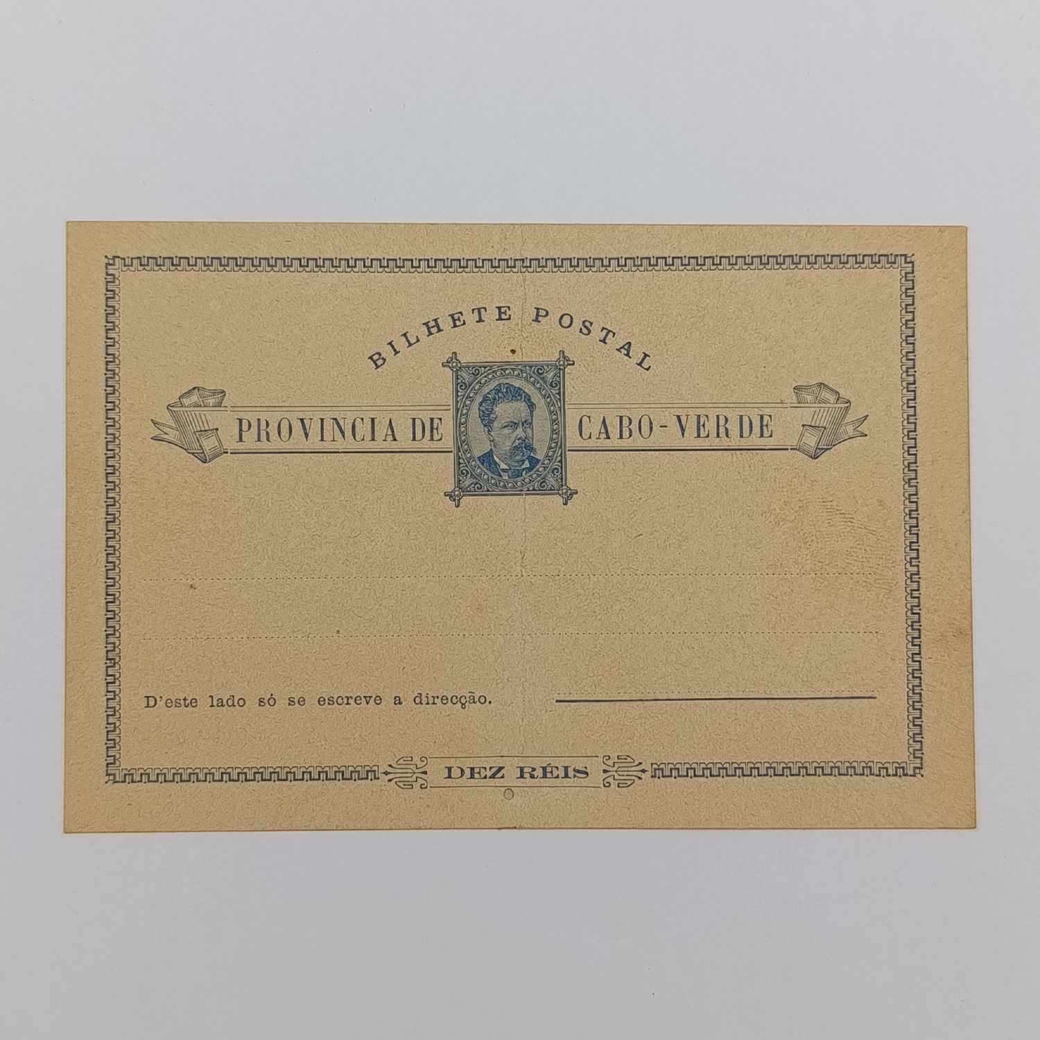 21 Oct 1893 Postcard from Cape Verde island (Sao Vicente) to Alkmaar, Netherlands - rubber stamp mark A3 - 20 Reis prepaid postage