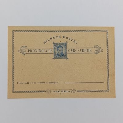 21 Oct 1893 Postcard from Cape Verde island (Sao Vicente) to Alkmaar, Netherlands - rubber stamp mark A3 - 20 Reis prepaid postage