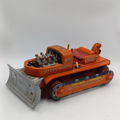 Vintage Japanese Handy Hank No.112 Bulldozer battery operated toy - not working as Hank is on Lunch