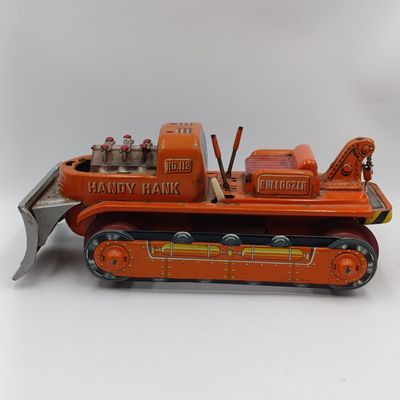 Vintage Japanese Handy Hank No.112 Bulldozer battery operated toy - not working as Hank is on Lunch