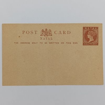 Natal late 1800&#39;s postcard unused with prepaid postage half penny