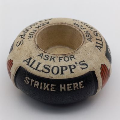 Antique Allsopp&#39;s Beer advertising ceramic match striker