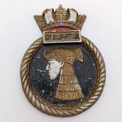 Vintage HMS Cleopatra aluminium ship&#39;s crest