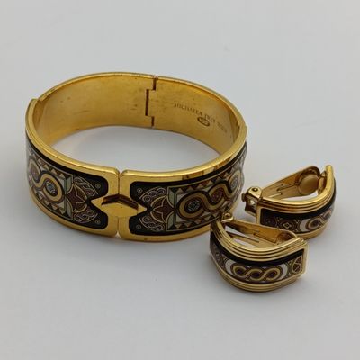 Michael Frey Wien designer bangle and clip-on earrings set