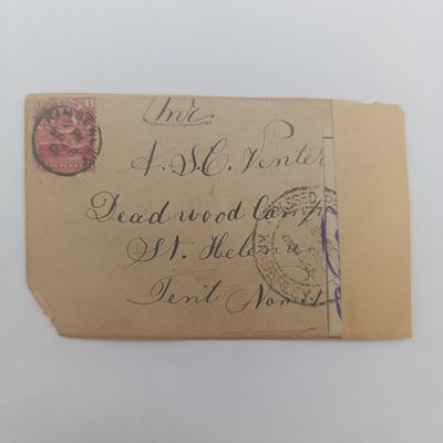 Boer War POW fronts stuck back to back one side posted Kimberley 24 Aug 1900 on card with pre printed halfpenny postage Taxed 5 centimes at arrival - Double rim censor mark - posted to CF Mynhardt c/o
