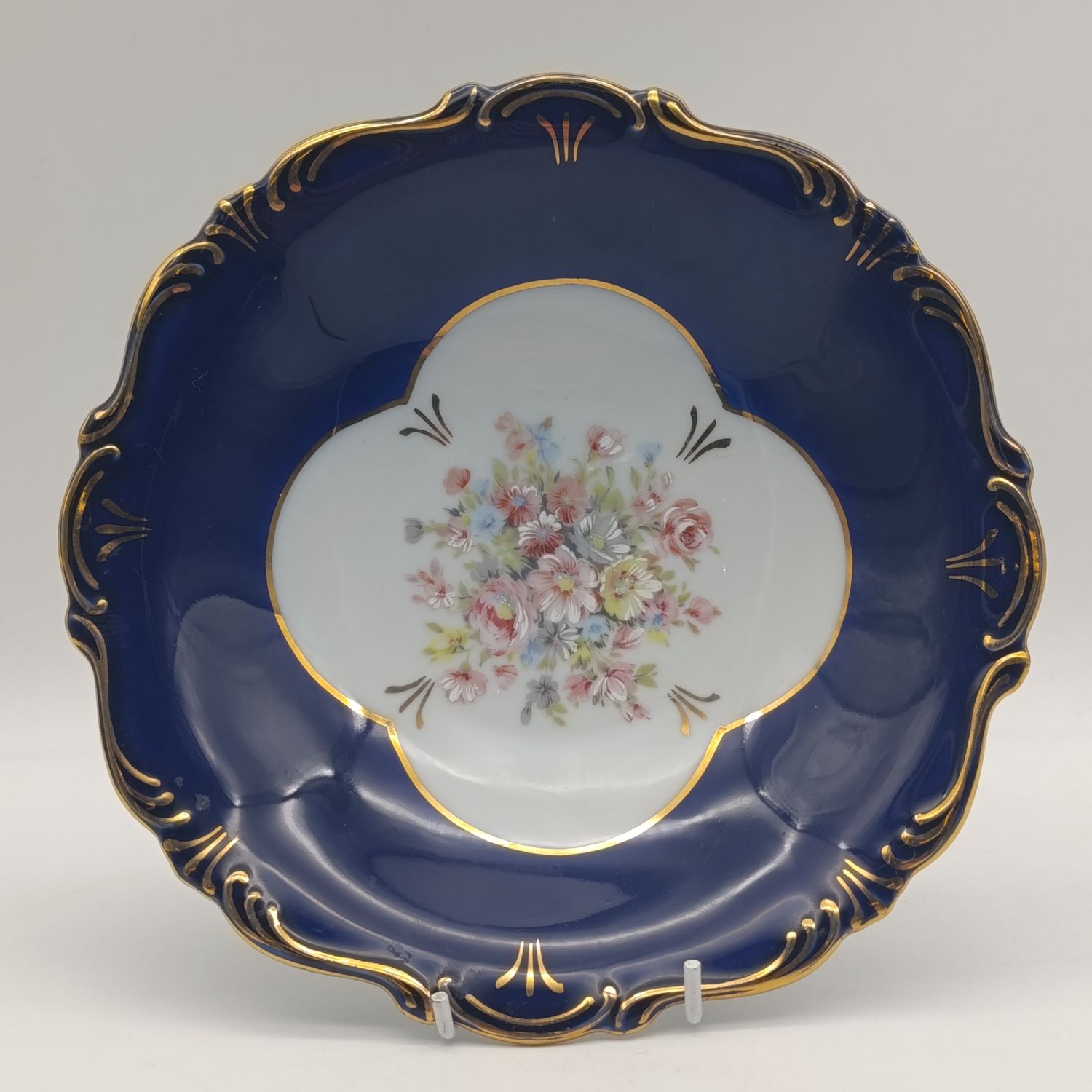 Vintage Kunst handpainted porcelain bowl with gold trim
