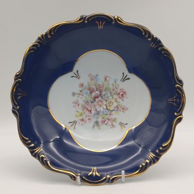 Vintage Kunst handpainted porcelain bowl with gold trim