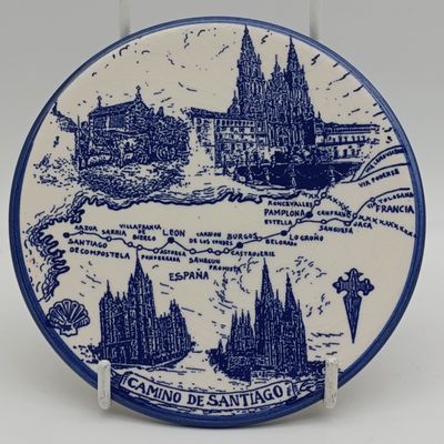 Vintage Camino de Santiago porcelain wall plate - 13cm