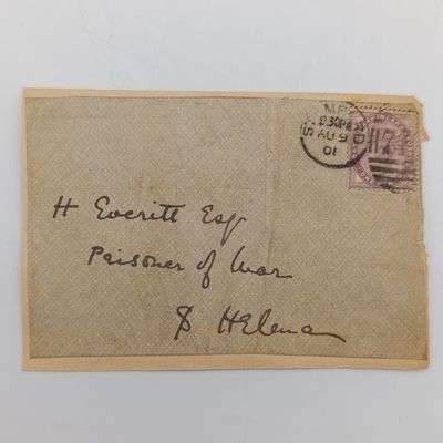 Boer War POW fronts stuck back to back One side posted Graaff-Reinet, 31 Oct 1901 to D Joubert & Zoon, Military Commandant, St Helena with passed Press Censor triangle. Other side posted Stamford