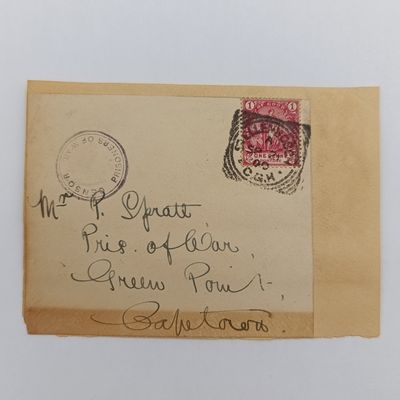 Boer War P.O.W. fronts stuck back to back.  One side from Stellenbosch, CGH 21 Sept 1900 to P. Sprate, POW Greenpoint, Cape Town with double rim censor mark other side from Rooderberg 5 Nov 1900 to CG