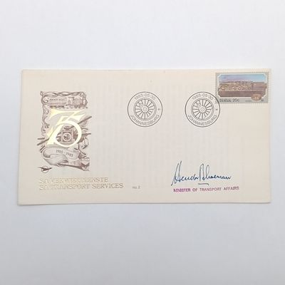 South Africa 1985 Railway cover signed by the minister of transport - Hendrick Schoeman