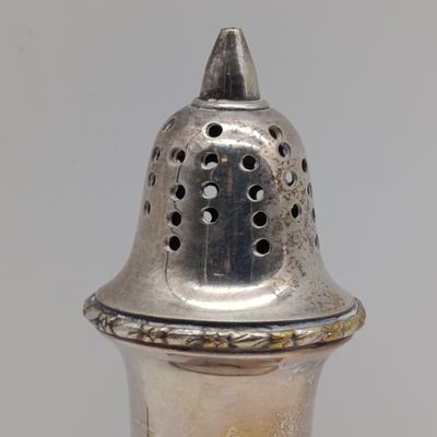 Antique silverplated castor sugar shaker with screw top