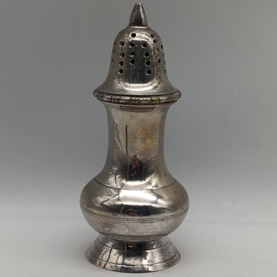 Antique silverplated castor sugar shaker with screw top
