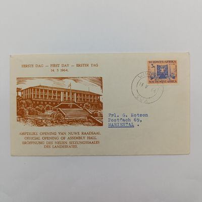 South West Africa opening of the Legaslative Assembly Hall Windhoek first day cover