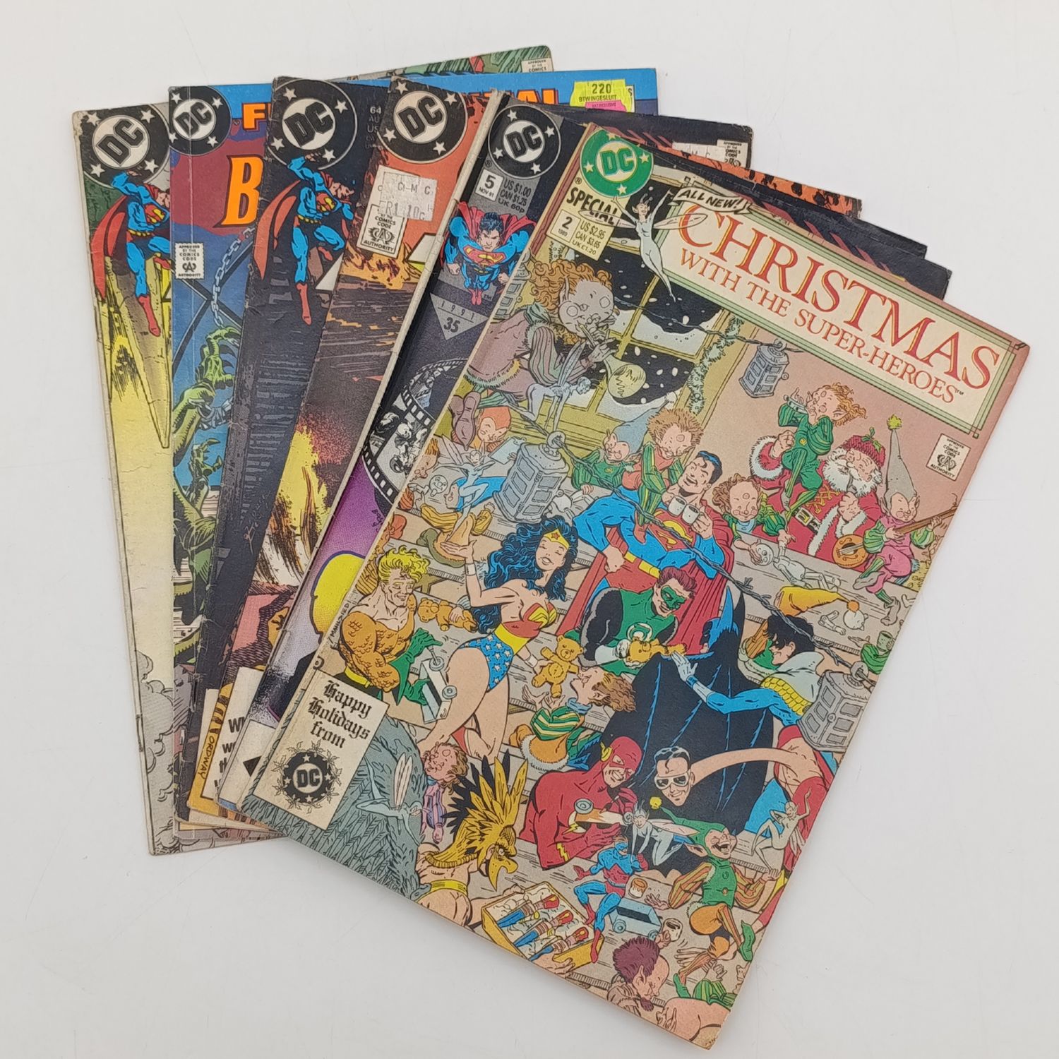 Lot of 6 DC superhero comics including no 2 of 1989 - Christmas with the super-heroes