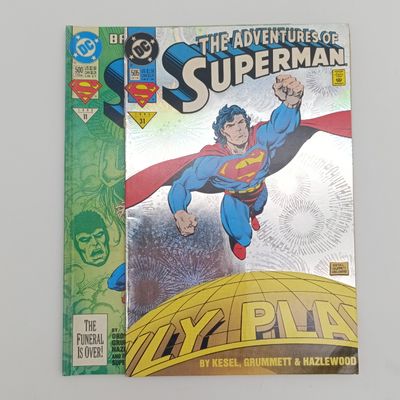 The Adventures of Superman lot of 2 comics no 500 &amp; 505 - No 505 being a metallic finish cover