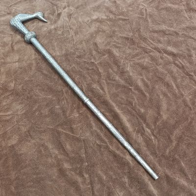 Vintage Islamic all-metal walking stick cane with duck handle