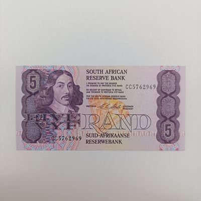 South Africa CL Stals Pair of uncirculated R5 banknote with consecutive numbers