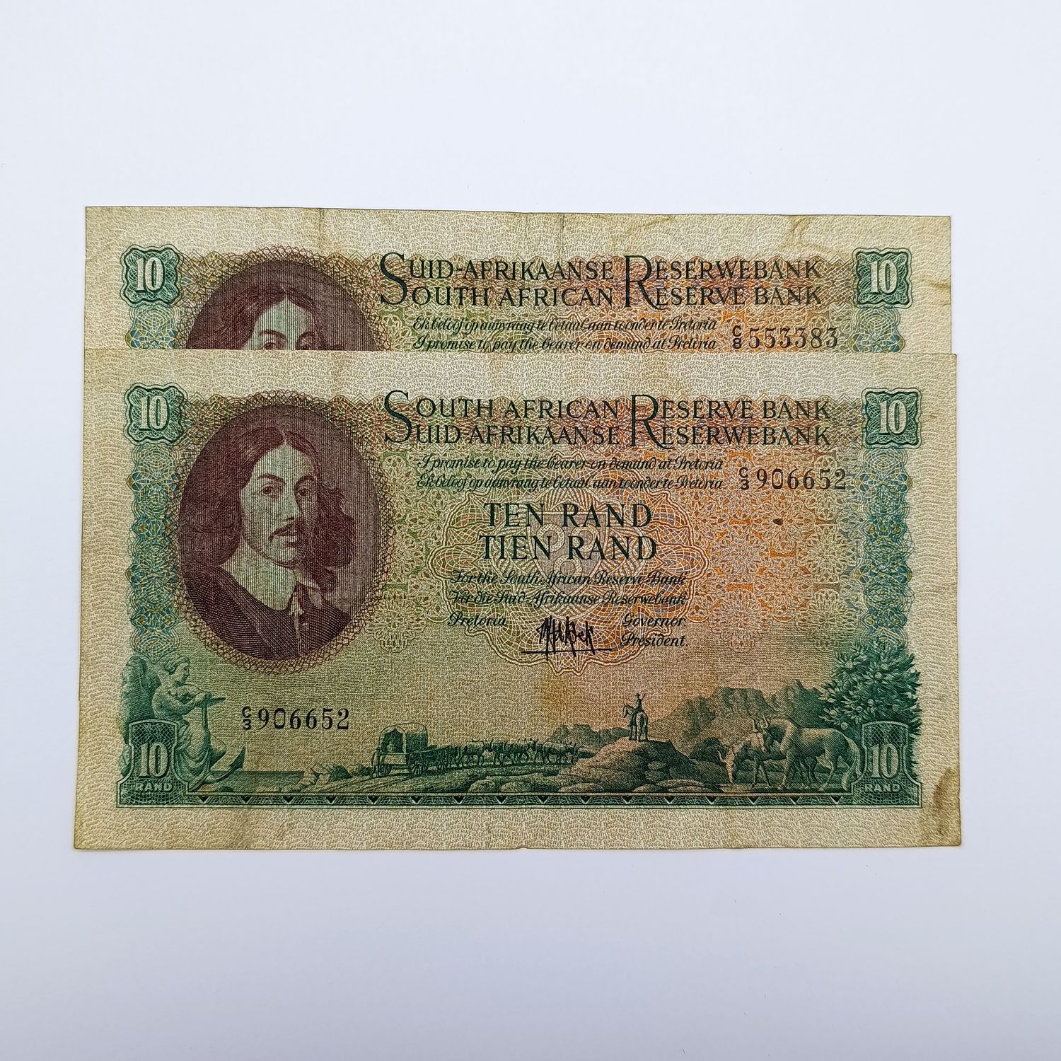 MH de Kock - only issue set of 1961 R10 notes - Afrikaans over English &amp; English over Afrikaans