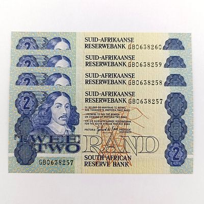 South Africa Lot of 4 GPC de Kock R2 notes - 3rd issue - uncirculated with consecutive numbers