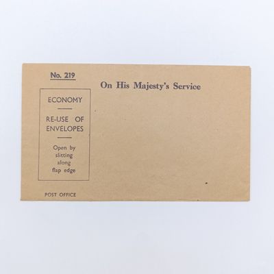 On His Magesty&#39;s service unused envelope with re-use of envelopes printing