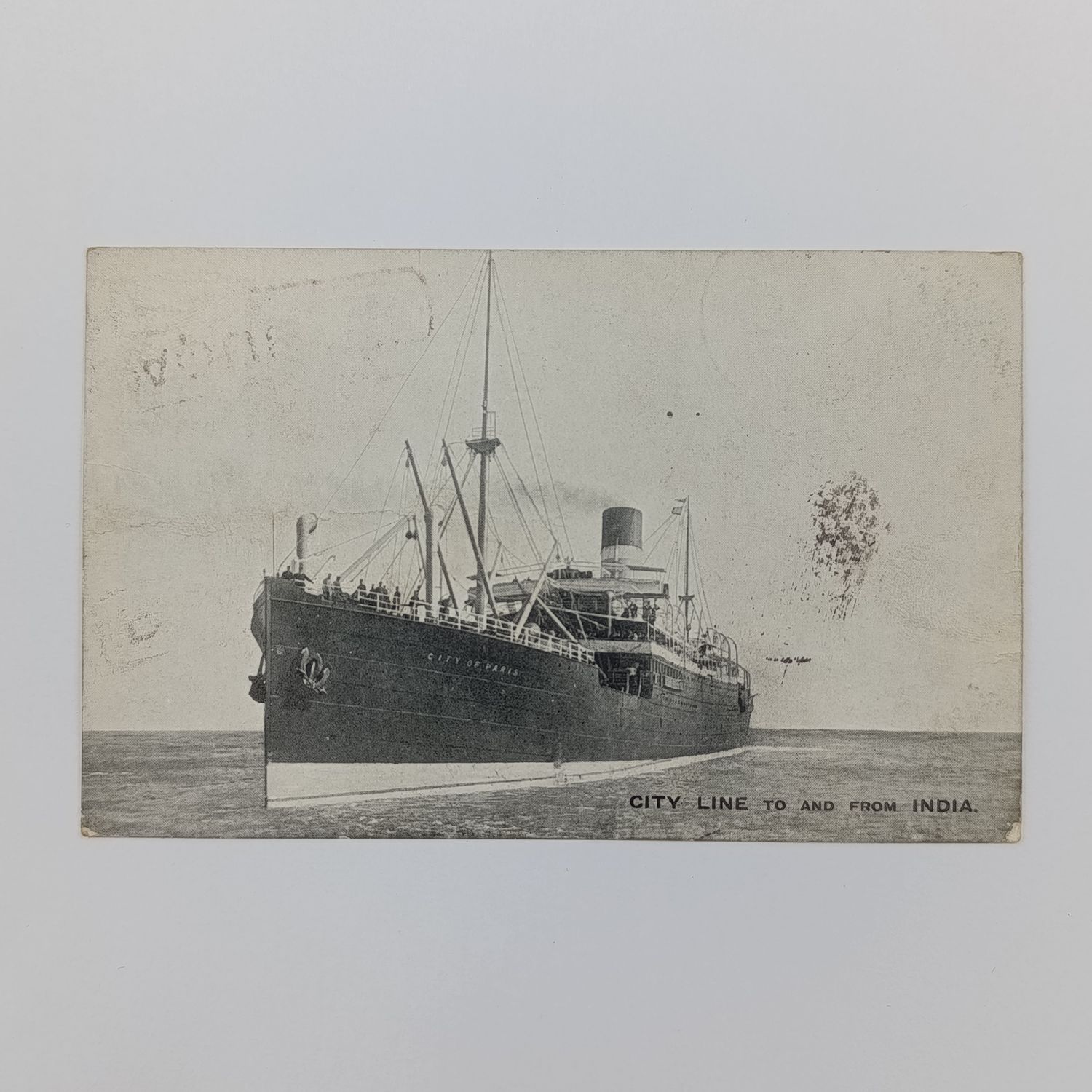 Postcard from Port SAID Egypt 26/10/1909 to Durban South Africa Paquebot rubber stamp with picture of City Line India ship