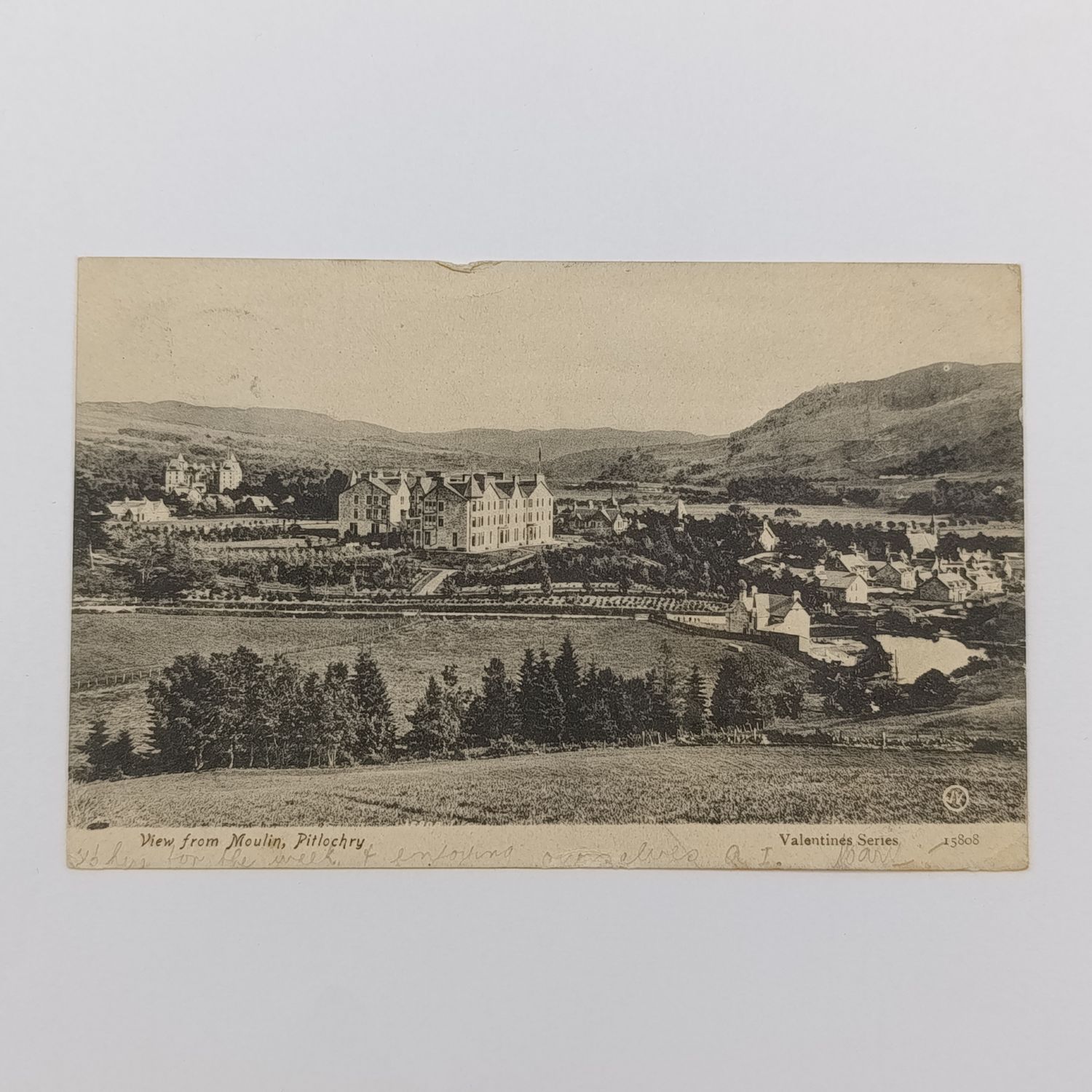 Postcard from Pitlochry Scotland to Amersfoort, Transvaal posted 23 July 1907 - Taxed at TPO - Travelling Post office