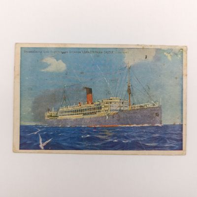 1921 Union Castle postcard - posted on board Paquebot