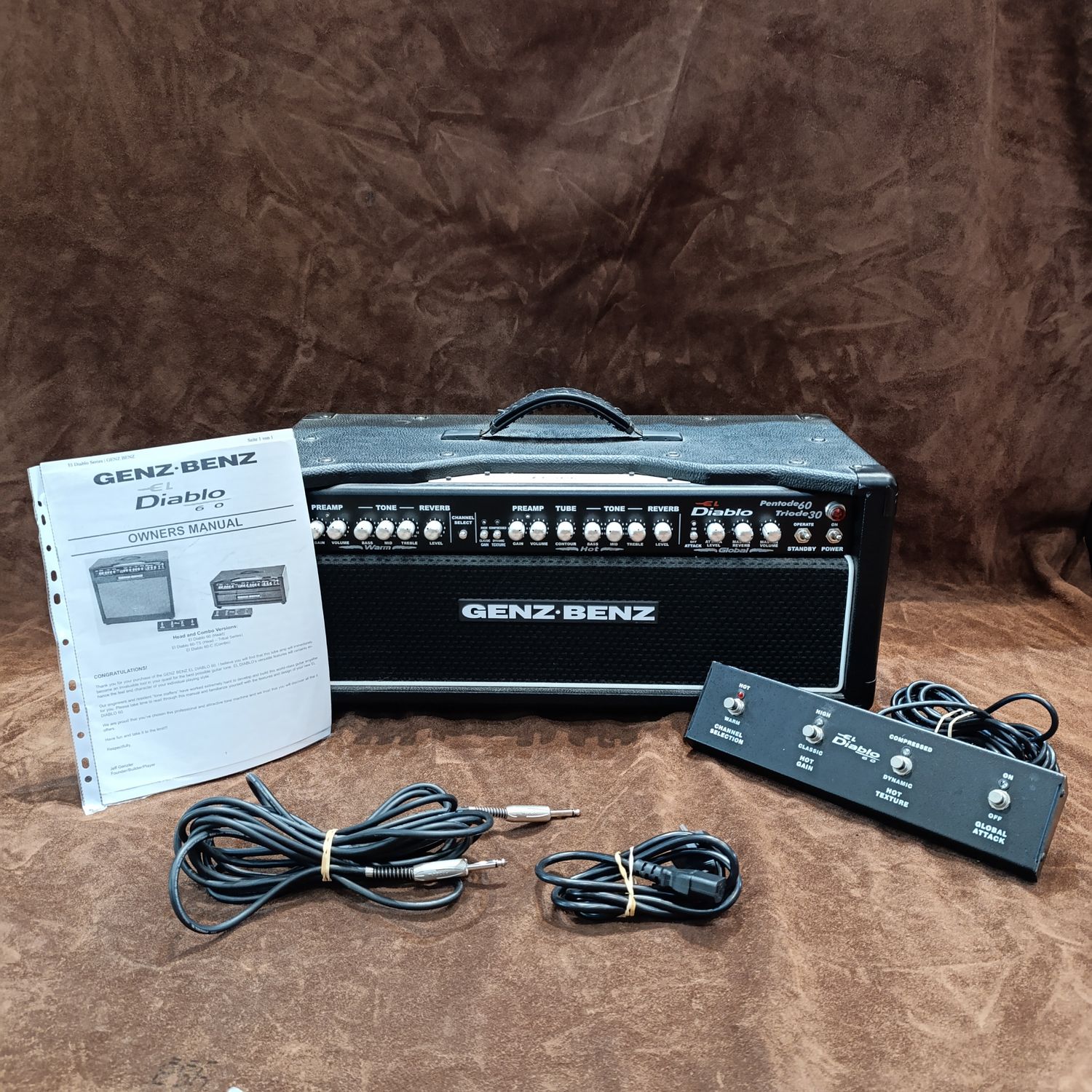 Genz-Benz El Diablo 60 amp head with 4 button foot switch