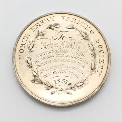 Silver medallion awarded in 1857 to John Leslie of North Kevry