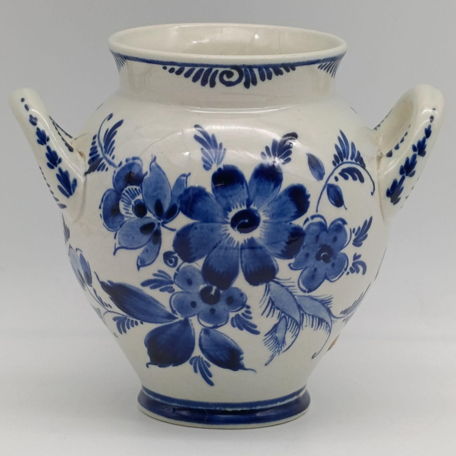 Vintage Royal Gouda Delft porcelain urn flower vase - Height 12cm