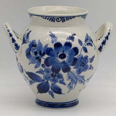 Vintage Royal Gouda Delft porcelain urn flower vase - Height 12cm