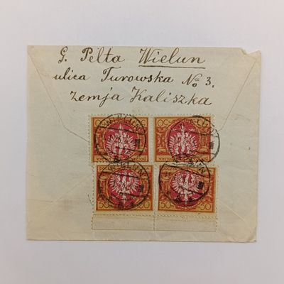Cover from Wielun, Poland to Lady Grey, South Africa posted 11 Jan 1925 - 4 Poland stamps