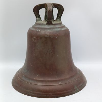 Antique Solid Copper Navy bell with military arrow marking - unsure of origin