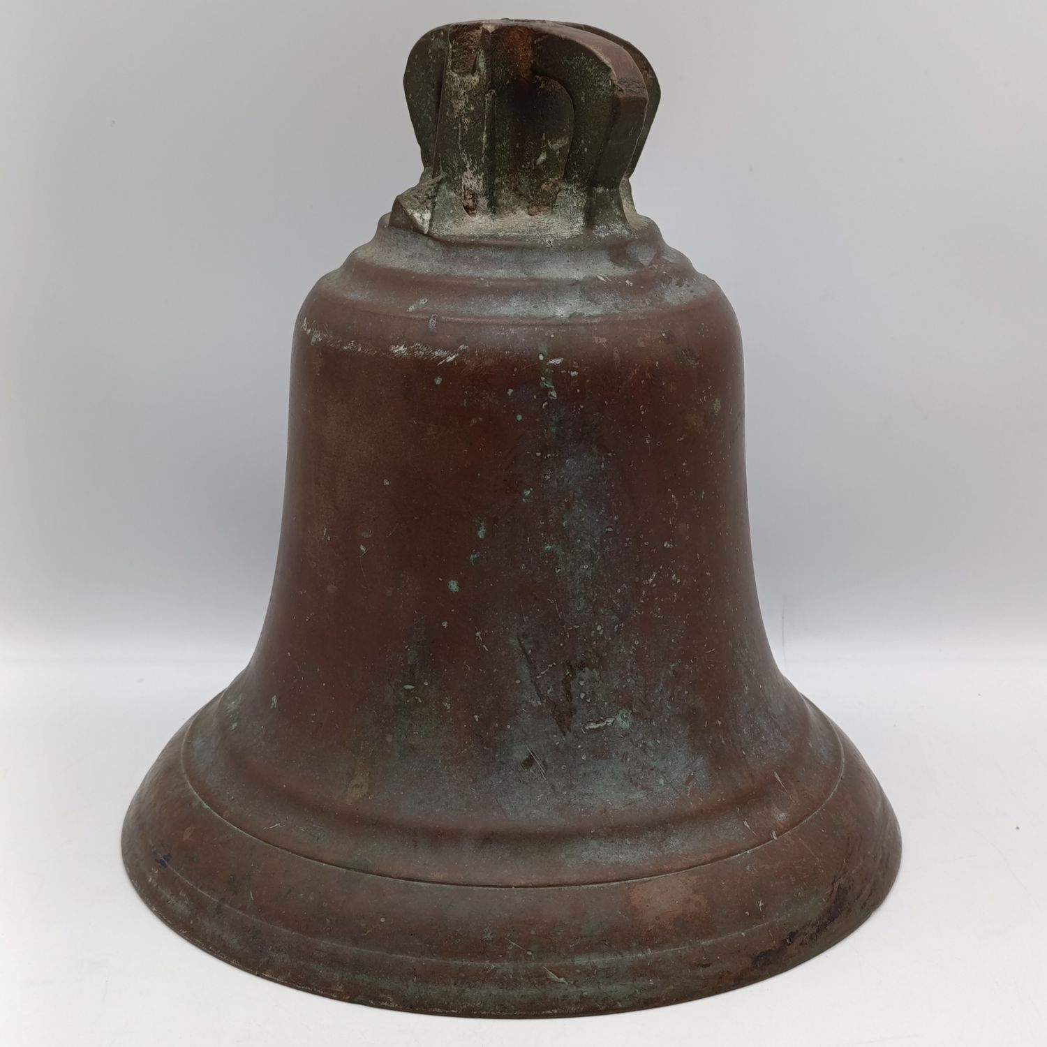 Antique Solid Copper Navy bell with military arrow marking - unsure of origin