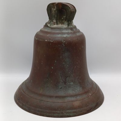 Antique Solid Copper Navy bell with military arrow marking - unsure of origin