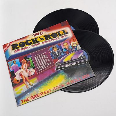 x 2 Records Various - This Is Rock N Roll 50 Non - Stop Original Hits  Label: Teal Trutone Music  Released April 24 1989 South Africa  Media 1 and 2 -Very Good Plus (VG+) Sleeve - Very Good Plus (VG+)