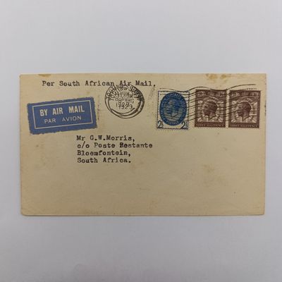 Airmail 8 Aug 1929 Tooting, London to Bloemfontein South Africa