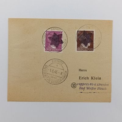 Pappritz Dresden cover Hitler&#39;s face covered with Star of David 1/6/45 very high Catalogue value