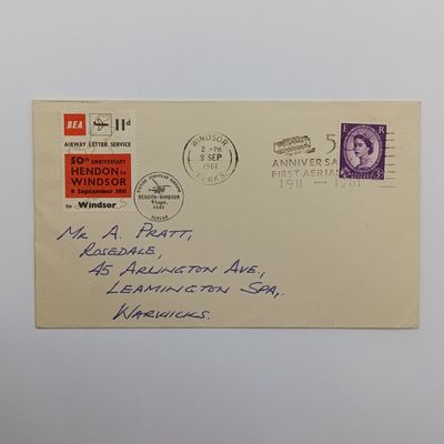 British European Airways South Anniversary 1961 helicopter flown letter Hendon to Windsor