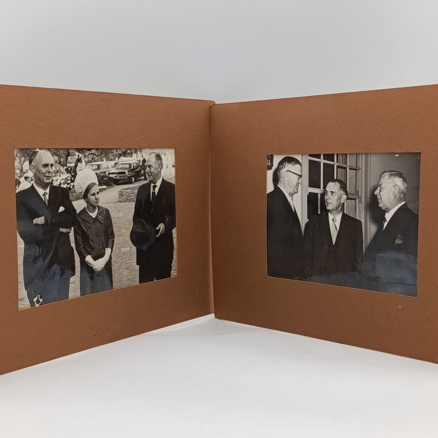 Vintage original photo of C.R. Swart, dr Verwoerd and MC Botha - including damaged photo of Mr. Vorster and Mr and Mrs MC Botha