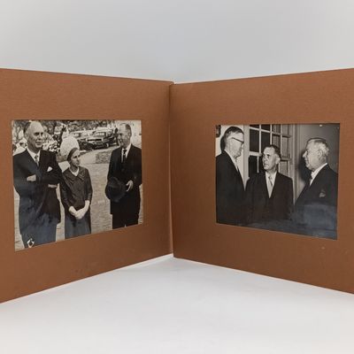 Vintage original photo of C.R. Swart, dr Verwoerd and MC Botha - including damaged photo of Mr. Vorster and Mr and Mrs MC Botha