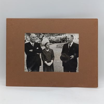 Vintage original photo of C.R. Swart, dr Verwoerd and MC Botha - including damaged photo of Mr. Vorster and Mr and Mrs MC Botha